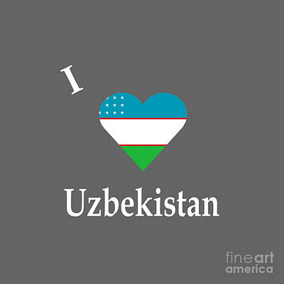 Too Cute For Words Royalty Free Images - I Love Uzbekistan Flag Heart For Dark Colors Royalty-Free Image by Frederick Holiday
