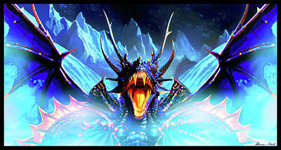 Comics Mixed Media - Ice dragon ROARS by Shawn Dall