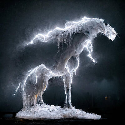 Farm House Style - Ice Horse Digital Art by Alex Grichenko