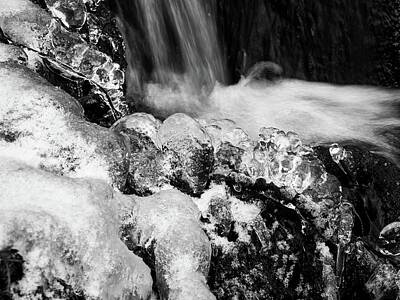 Jouko Lehto Rights Managed Images - Ice jevels by the brook 5 bw Royalty-Free Image by Jouko Lehto