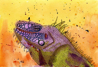 Reptiles Mixed Media - Iguana Sunset by Margaret Bucklew
