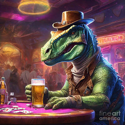 Beer Paintings - Iguanodon Dino Daiquiris Iguanodons Jurassic Jamboree  by Adrien Efren