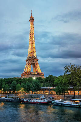 Paris Skyline Royalty Free Images - Illuminated Eiffel Royalty-Free Image by Manjik Pictures