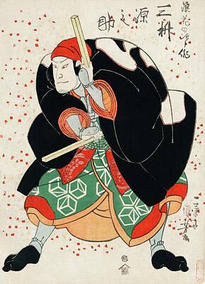 Actors Mixed Media -  illustration of an actor Mimasu Gennosuke in the role of Namiwa Jirosaku by Utagawa Kuniyoshi