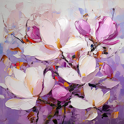 Impressionism Paintings - Impressionist Branch of Magnolia by Lourry Legarde