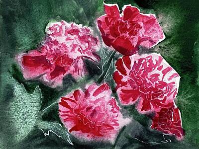 Impressionism Royalty-Free and Rights-Managed Images - Impressionist Peonies by Masha Batkova