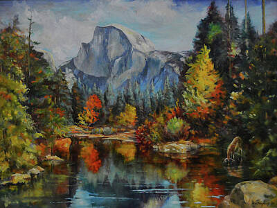 Mammals Paintings - Impressions Of Yosemite by Jacqueline L Daugherty