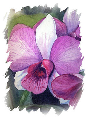 Painting Rights Managed Images - Impulse Of Nature Watercolor Orchid Flower Free Brush Strokes VI Royalty-Free Image by Irina Sztukowski