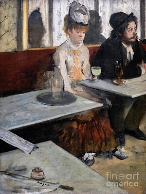 Impressionism Royalty-Free and Rights-Managed Images - In a Cafe / The Absinthe - Degas by Edgar Degas