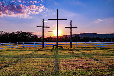 Royalty-Free and Rights-Managed Images - In The Shadow Of The Son - Three Crosses Landscape by Gregory Ballos