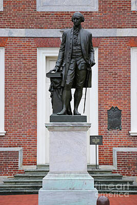 Politicians Photos - George Washington Statue at Independence Hall 8097 by Jack Schultz