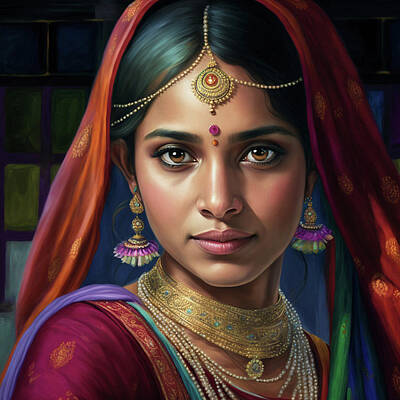 Fantasy Digital Art - Indian Woman by Robert Knight