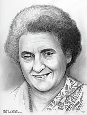 Politicians Drawings Rights Managed Images - Indira Ghandi - Pencil Royalty-Free Image by Greg Joens