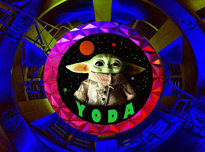 Science Fiction Mixed Media - Infant Yoda in space by David Lee Thompson