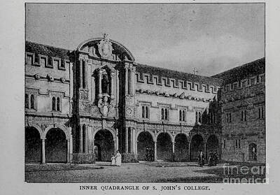 City Scenes Photos - INNER QUADRANGLE OF S. JOHNS COLLEGE. ac1 by Historic Illustrations