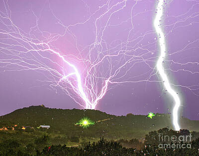 Lake Shoreline Rights Managed Images - Insane Tower Lightning Royalty-Free Image by Michael Tidwell