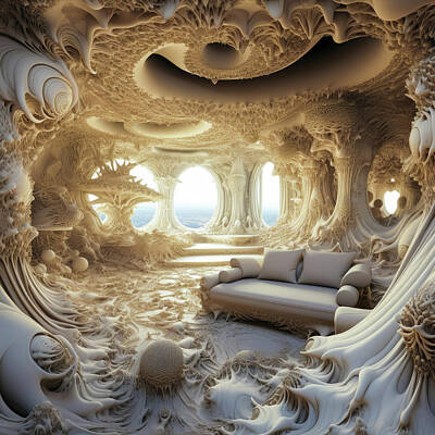 Science Fiction Digital Art - Inside a Fractal 03 Living Room by Matthias Hauser