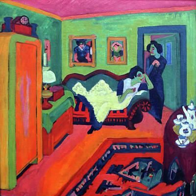 Royalty-Free and Rights-Managed Images - Interieur with Two Girls by Ernst Ludwig Kirchner