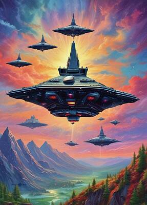 Digital Art Royalty Free Images - Invasion from Outer Space  Royalty-Free Image by James Eye