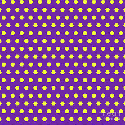 Royalty-Free and Rights-Managed Images - Inverse Hexagon Honeycomb Kikko Dot Pattern in Sunny Yellow And Iris Purple n.2944 by Holy Rock Design