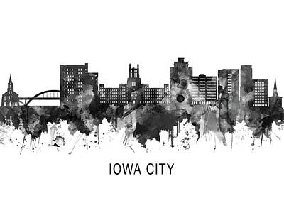 World War 1 Propaganda Posters - Iowa City Skyline BW by NextWay Art