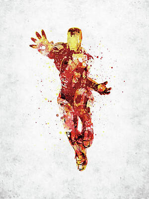 Comics Royalty-Free and Rights-Managed Images - Iron Man watercolor  by Mihaela Pater