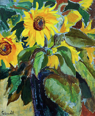 Sunflowers Paintings - Isaac Grunewald 1889 1946 Sunflowers by Artistic Rifki
