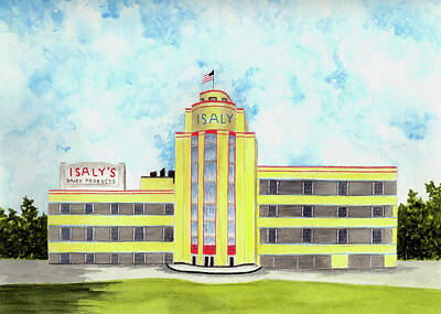 Whimsical Animal Illustrations - Isaly Dairy Building Circa 1950 by Michael Vigliotti