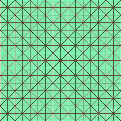 Royalty-Free and Rights-Managed Images - Isometric Grid Lattice Pattern In Mint Green And Chocolate Brown n.1464 by Holy Rock Design