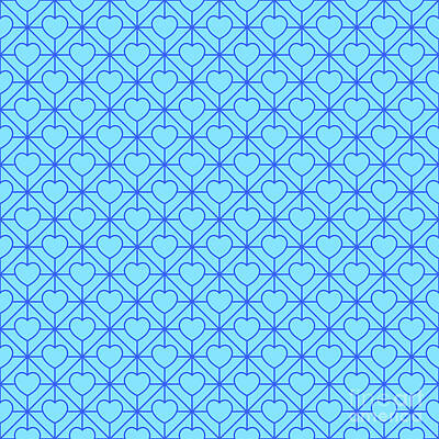 Royalty-Free and Rights-Managed Images - Isometric Grid With Line Heart Pattern in Day Sky And Azul Blue n.2252 by Holy Rock Design