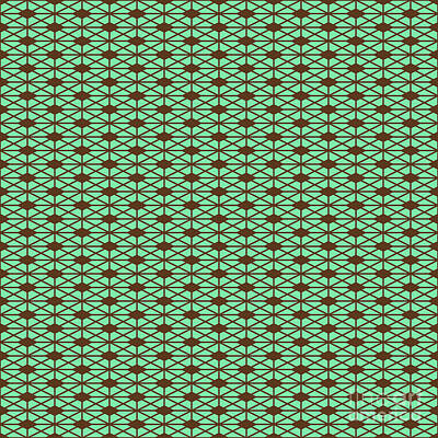 Royalty-Free and Rights-Managed Images - Isometric Hishi Grid With Diamond Pattern in Mint Green And Chocolate Brown n.2728 by Holy Rock Design