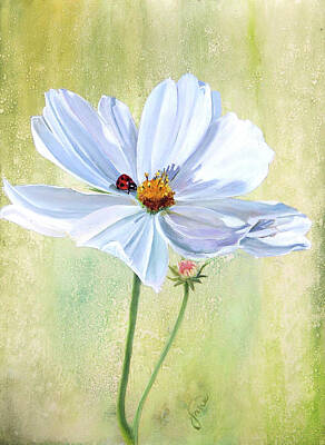 Patriotic Signs - It Rained While I Painted the Cosmos and the Ladybug by Nila Jane Autry