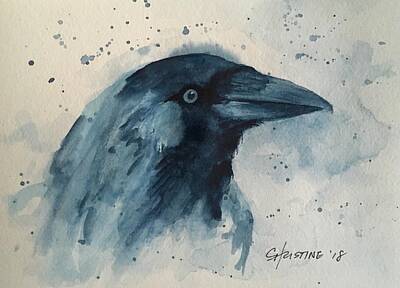 Animals Paintings - Jackdaw by Christine Marie Rose