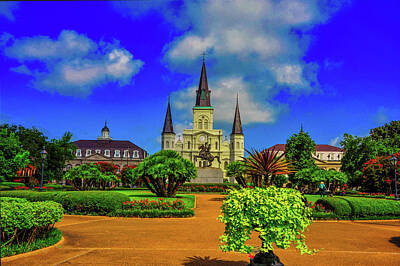 Popstar And Musician Paintings - Jackson Square in New Orleans 005 by James C Richardson