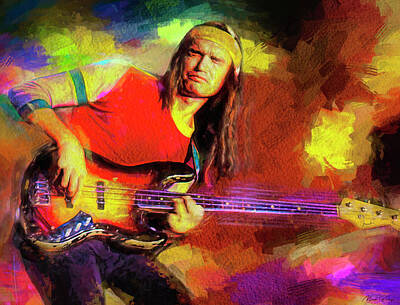 Musician Mixed Media Rights Managed Images - Jaco Pastorius Jazz Musician Royalty-Free Image by Mal Bray