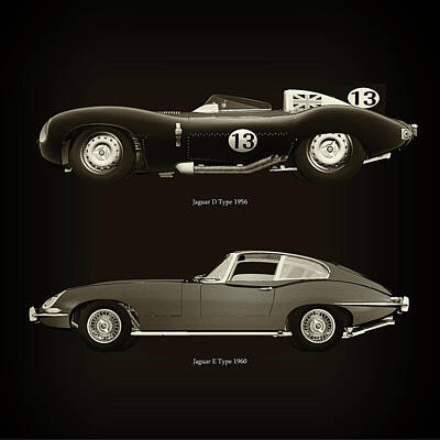 Autumn Pies - Jaguar D Type 1956 and Jaguar E Type 1960 by Jan Keteleer