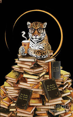 Surrealism Drawings Rights Managed Images - Jaguar lover - Book Lover - Read Books - Book Lover - Gift Book Reader - Gift for Librarian - Read Books Be Kind Stay Weird - Be Kind Royalty-Free Image by Grover Mcclure