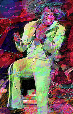 Celebrities Painting Royalty Free Images - James Brown Soul Royalty-Free Image by David Lloyd Glover