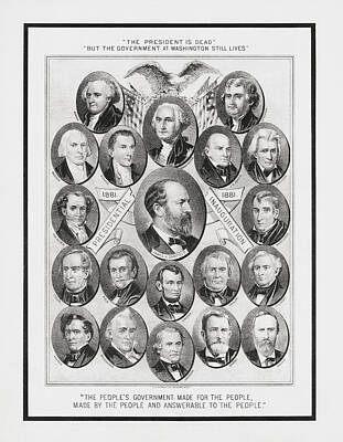 Politicians Drawings - James Garfield and Other Presidential Portraits - 1881 by War Is Hell Store