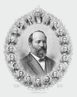 Politicians Drawings Rights Managed Images - James Garfield and The Presidents of USA - Circa 1882 Royalty-Free Image by War Is Hell Store