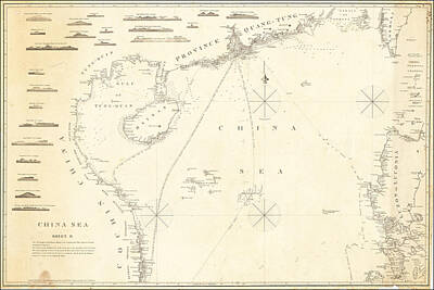 Cities Drawings - James Horsburgh Title China Sea Sheet II . . . 1823 Hong Kong, Taiwan, Philippines, etc 1823 by James Horsburgh