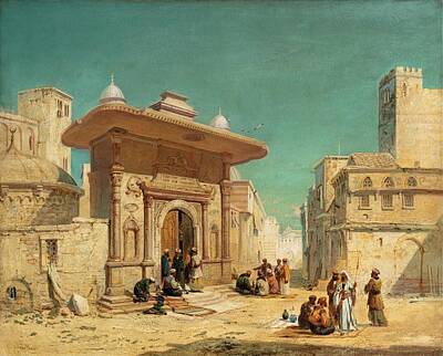 Popular Rustic Neutral Tones Rights Managed Images - JAMES WEBB British 1825-1895 THE ST. SOPHIA GATE, CONSTANTINOPLE Royalty-Free Image by Artistic Rifki