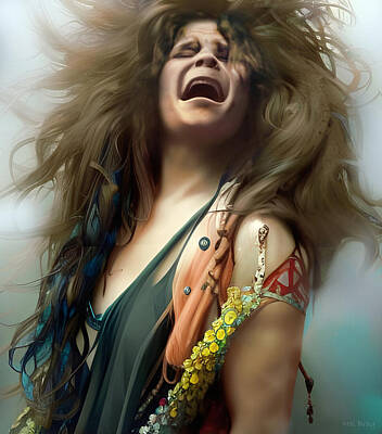 Celebrities Digital Art - Janis Joplin Rock Star by Mal Bray