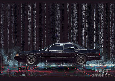 Science Fiction Royalty-Free and Rights-Managed Images - Japan car binary code Nissan Laurel by Lowell Harann