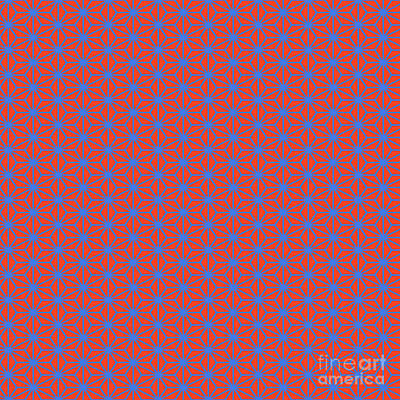 Royalty-Free and Rights-Managed Images - Japanese Asanoha Star Pattern In Red Orange And True Blue n.1539 by Holy Rock Design