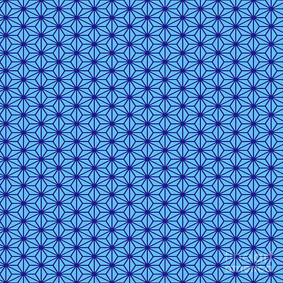 Royalty-Free and Rights-Managed Images - Japanese Asanoha Star Pattern In Summer Sky And Ultramarine Blue n.0592 by Holy Rock Design