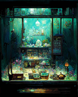 Comics Paintings - Japanese  Comic  Art  Of  The  Frozen  Aquarium  With    24e229a3  C73e  4cde  Bd0b  35b206f1161b By by Celestial Images