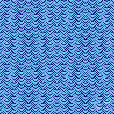 Royalty-Free and Rights-Managed Images - Japanese Seigaiha Pattern In Summer Sky And Ultramarine Blue n.1240 by Holy Rock Design