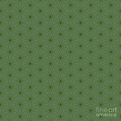 Macaroons - Japanese Snowflake Pattern In Cactus And Dark Olive Green n.1291 by Holy Rock Design