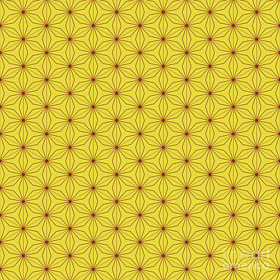 Royalty-Free and Rights-Managed Images - Japanese Snowflake Pattern In Golden Yellow And Chestnut Brown n.1625 by Holy Rock Design